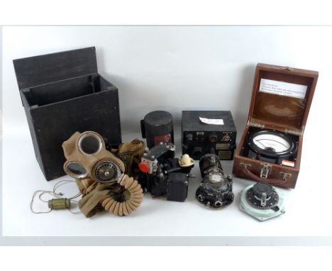 A WWII Crystal box used for calibration of 1155/X, 13 by 19 by 14.5cm, a WWII Hymatic compressor, 16 by 20 by 15cm, a Dynamot