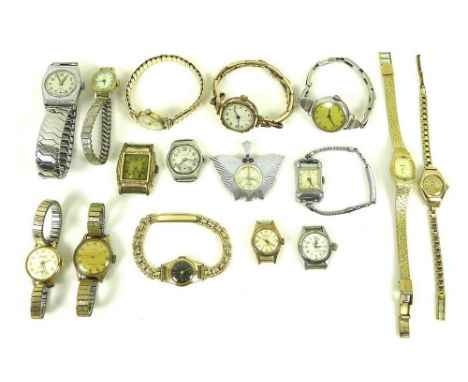 A group of lady's watches, comprising a Tudor Oyster Royal stainless steel cased lady's wristwatch, lacking strap, case marke