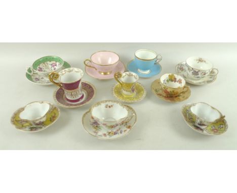 A group of china cabinet cups and saucers, 19th century and later, including Royal Worcester, Vienna and Paragon, in various 