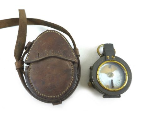 A Verners Pattern Mark V Prismatic Compass, dated 1905, brass cased with mother of pearl dial, part of paper label for cardin