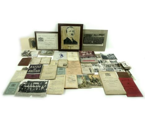 A large collection of WWII military documents and related ephemera, mostly British and German, including a propaganda poster 