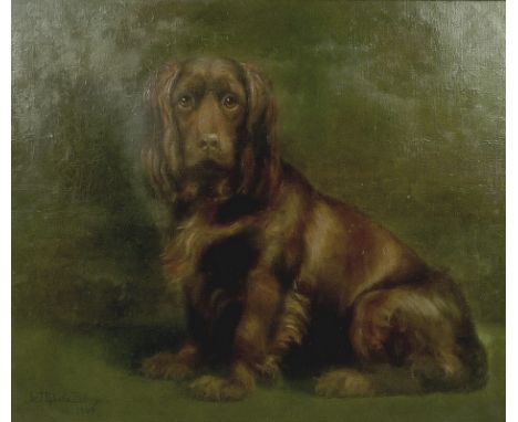 W. J. Ophelia Billinge (exhibited 1905-1914): portrait of a Cocker Spaniel, signed bottom left and dated 1908, oil on canvas,