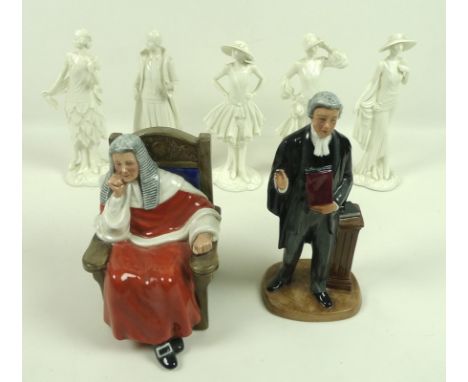 Two Royal Doulton Classics figurines, The Judge, HN 4412, modelled by Adrian Hughes, 2001, 17cm high, and The Lawyer, HN 4289