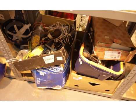Mixed lot of garage items including tool and Wylex consumer unit. This lot is not available for in-house P&amp;P. 