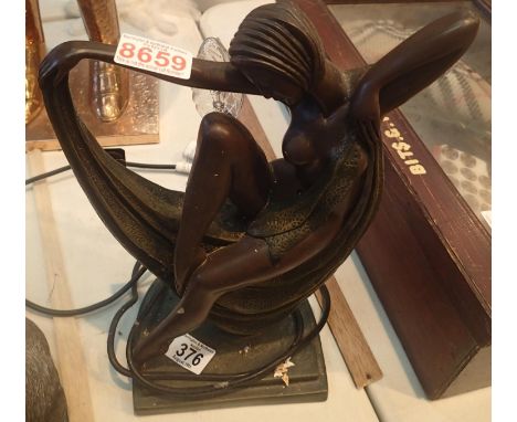 Art Deco type figural table lamp. This lot is not available for in-house P&P.Condition Report: All electrical items in this l