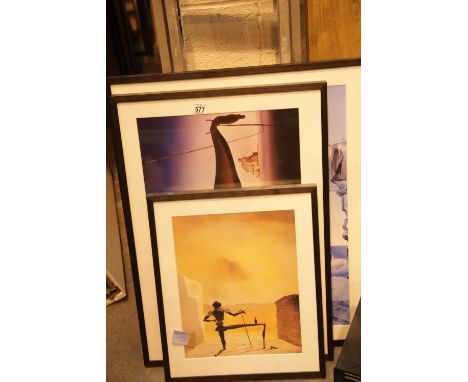 Three large framed prints. This lot is not available for in-house P&amp;P. 