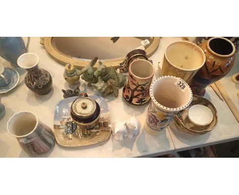 Lot of mixed ceramics to include Poole vases, Oriental ware etc. This lot is not available for in-house P&amp;P. 