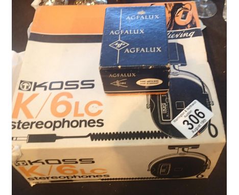 Vintage Koss K/60C headphones plus an Agfa Lug camera flash. P&amp;P Group 2 (£18+VAT for the first lot and £3+VAT for subseq