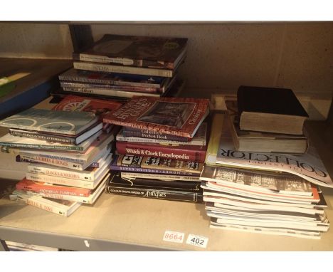 Shelf of antique related research books. This lot is not available for in-house P&amp;P. 