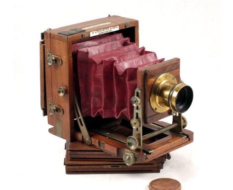 J Lancaster & Sons, Birmingham Instantagraph 1/4 Plate Field Camera. (condition 5F) With maroon bellows and Wray brass lens. 