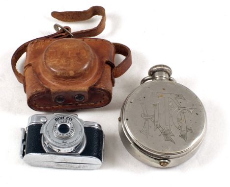 Houghton's Ticka Watch-style Sub-miniature Camera with Chain & Lens Cap. Some wear to plating (condition 5F). Also a Mycro II