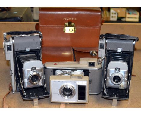 6 Polaroid Land Cameras, 3 in Original Cases. To include Model 80, J33 etc.W