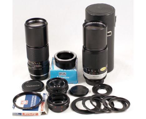 Contax / Yashica End Lot. Comprising Carl Zeiss 45mm f2.8 T* Tessar 'pancake' lens, C/Y fit #6678724 (condition 5F) with caps