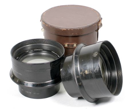 A Pair of LARGE Taylor Hobson 30" f8 Projection Lenses. One with Air Ministry WD arrow, stiff aperture, the other with seized