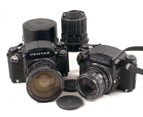 Pentax 67 & 6x7 Camera Outfit. Comprising Pentax 67 body (condition 6F) with 55mm f3.5 wide angle lens (condition 5/6F); Pent