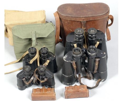 4 Pairs of Military & Other Binoculars. Carl Zeiss Jena Binotem 7x50. Body poor, optics slightly cloudy (condition 6E). Taylo