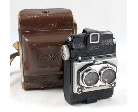 Duplex Super 120 Stereo Camera #2818. For stereo shots on 120 roll film. (condition 5F). With Case.