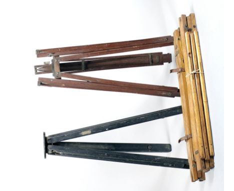 4 Early, Wooden Camera Tripods.