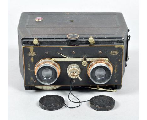 Belleini Stereo Camera for 9x15. Paris, Carl Zeiss Jena 107mm lenses.
