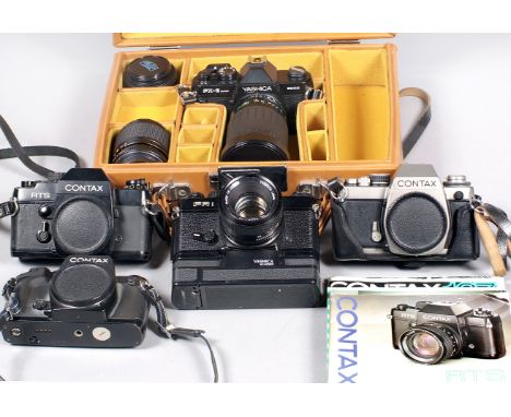 Contax & Yashica Camera & Lens Collection. Comprising Contax S2, RTS and 139 MM (rough) camera bodies, a Yashica FR1 with ML 