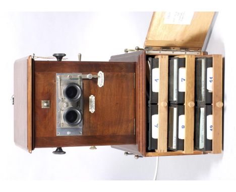 Richard Taxiphotoe Stereo Viewer with Glass Slides. Table-Top model with ultra rare removable rear electric lamp (240v conver
