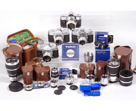 Extensive Voigtlander Camera, Lens & Accessory Collection. To include 2x Voigtlander Bessamatic & Color Skopar 50mm f2.8; met