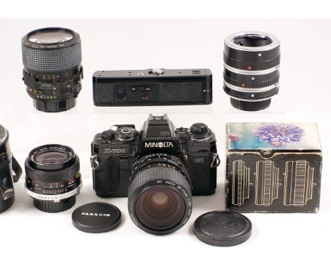 Minolta X-700 Camera & Lens Outfit. Comprising Black Minolta MPS camera body with (condition 6F) a pair of Minolta 35-70mm f3