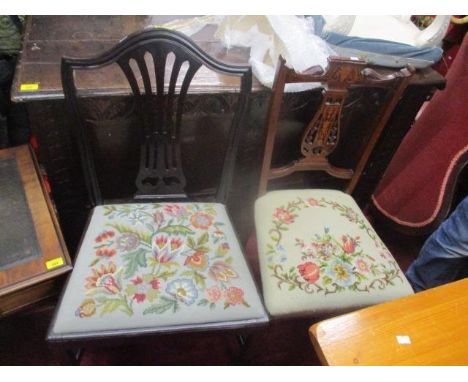 A 1920s Chippendale style dining chair, together with an Edwardian tapestry seated chair 