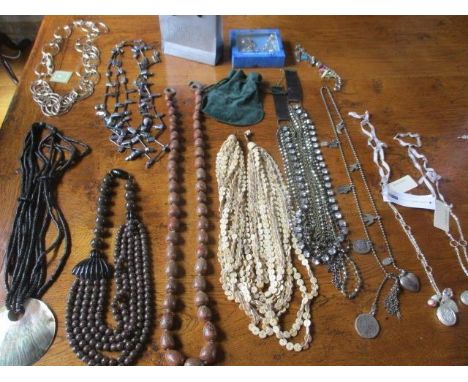 A retro acorn necklace and nine other necklaces to include one from The Glass House, together with two modern charm bracelets