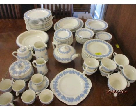 A vintage Wedgwood embossed, Queensware dinner, part tea and part coffee service 