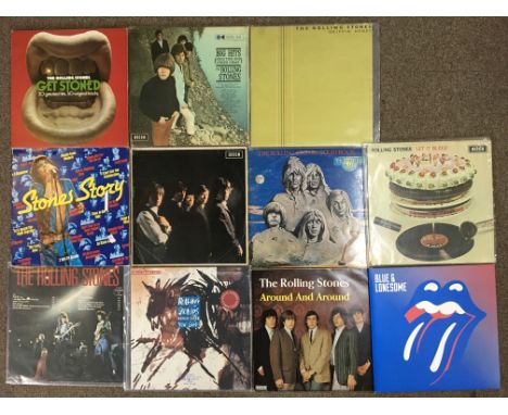 Eleven Rolling Stones vinyl records, Blue &amp; Lonesome, Let it Bleed, Around and Around, Almost Hear You Sigh, Drippin’ Hon