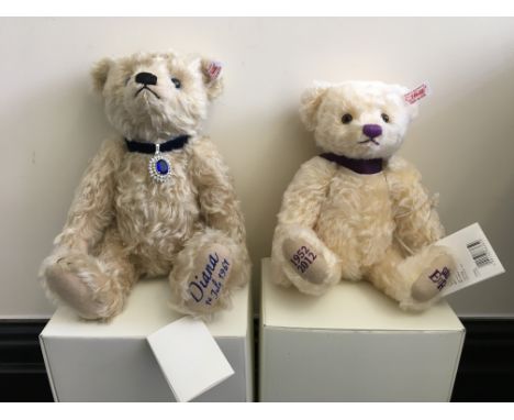 Two Steiff teddybears, one Diana 50th Birthday No. 1118, one Diamond Jubilee No. 3650, both in boxes with certificates. IMPOR