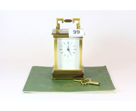 A Mathew Norman gilt brass carriage clock, H. 15cm.