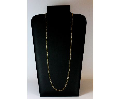 A long 9ct gold flat curb chain, L:78cm