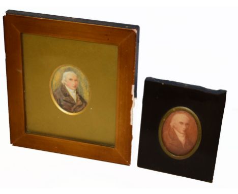 E K S Herring Reynolds Payton, Portrait miniature, copied 1908, 5 x 4cm, together with a miniature print of the same (2)