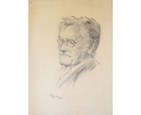 Hesker Martin Havre, Portrait of a gent, pencil drawing, signed and dated 1939, 38 x 27cm, together with a further work by P 