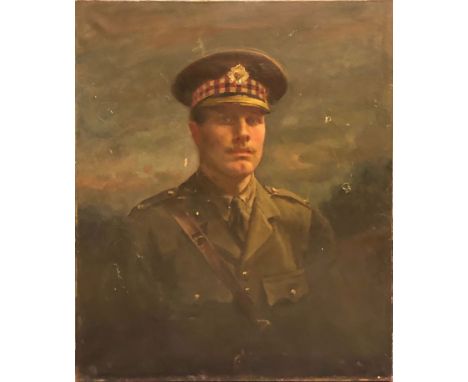 English School (20th Century), Portrait of a soldier in uniform, oil on canvas, 76 x 54cm