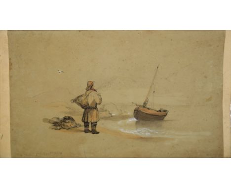 H Rooke, Coastal scene with fishermen, watercolour, signed lower right and further inscribed "R M A 21st Sept 1850" lower lef
