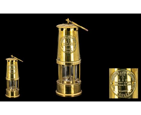 Antique Miner's Brass &amp; Glass Oil Lamp Type 6, by Protector Lamp &amp; Lighting, Eccles, Manchester.  Please see images. 