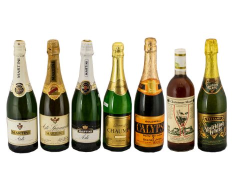 Collection of Sparkling Wine comprising three bottles of Asti Martini; Tiffany Sparkling White; Calypson Perry &amp; Orange; 