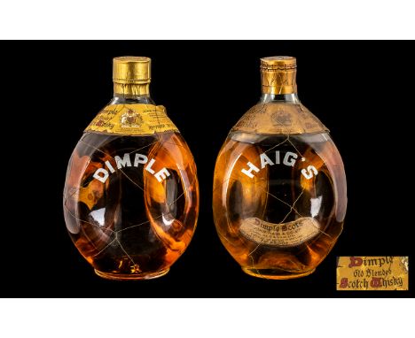 Two Vintage Bottles of Haig's Dimple Scotch Whiskey each 26 fl ozs, sealed and unused. One a marvellous old 1950s bottle of t