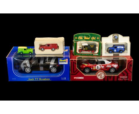 Collection of Boxed Model Cars including Corgi MGF Closed Top Rover Team Spirit, Revell Metal Audi TT Roadster, Corgi Eddie S