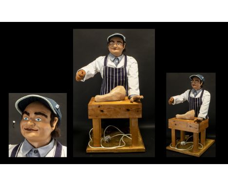 Advertising Automaton Interest Shop Display Mechanical Figure Mid 20th Century animated display model in the form of a butche