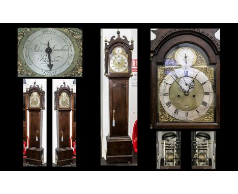 George III Eight Day Repeat - Pull Oak Long Cased Clock, Signed to Dial - John Spendlove, Brandon. c.1775. 5 Pillar Brass Mov