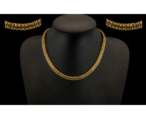 Antique Period - Attractive and Quality 9ct Gold Well Designed Ornate Double Links Chain ( Solid )  with O and X Design to Re