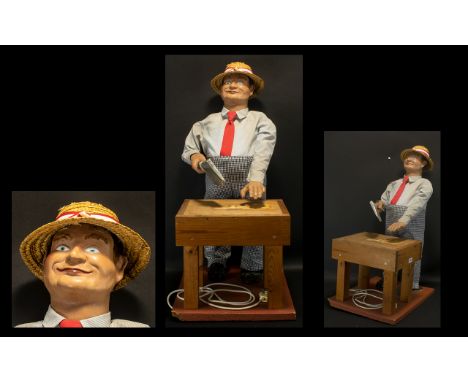 Advertising Automaton Interest Shop Display Mechanical Figure Mid 20th Century animated display model in the form of a butche