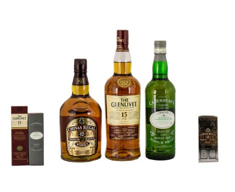 A Good Collection of Vintage Scotch Whisky ( 3 ) Bottles In Total. All In Original State, Seals Intact. Comprises 1/ Glenlive