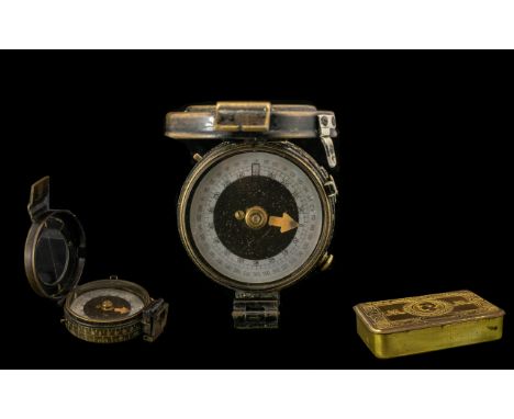 WW1 Princess Mary 1914 Christmas Tin - Together With A Martching Compass Marked JMG &amp; Sons Ltd.