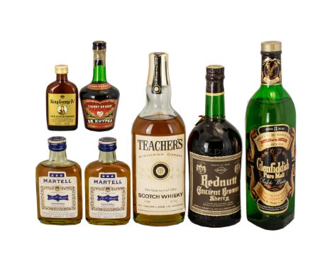 Collection of Spirits to include Teacher's HIghland Cream Scotch Whiskey; Glenfiddich Pure Malt Whiskey; De Kuyper Cherry Bra