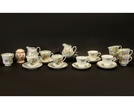 Collection of Queen's Fine Bone China The Royal Horticultural Society Collection 'The Garden' by Lilian Snelling comprising 8